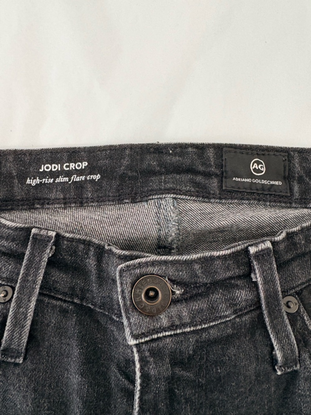 #347 AG Jodi Crop Slim Flare Jeans Sz 25R Black EUC - Picture 4 of 11
